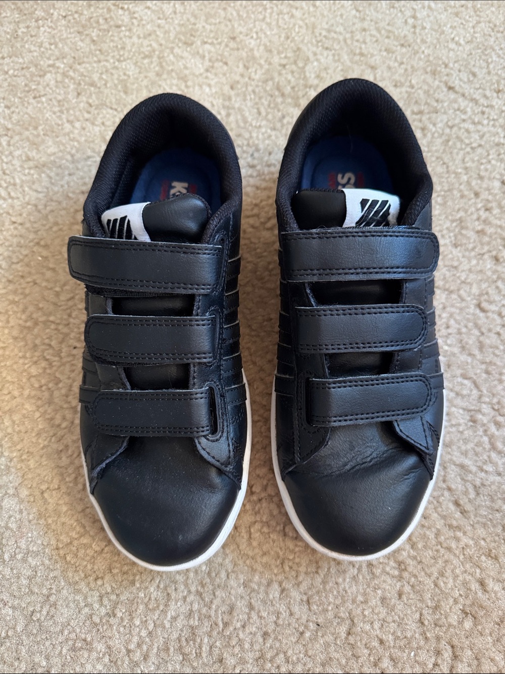 K-Swiss - Black Faux Leather Velcro Sneakers - Size 7